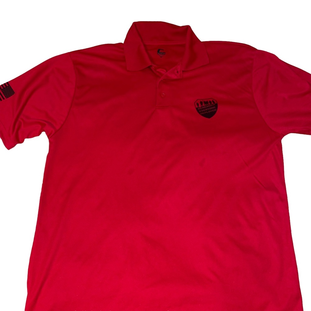 CA Sport Red Shirt Friday Men’s Polo Shirt Size XL Remember Everyone Deployed